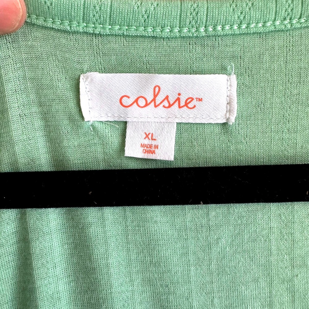 Colsie Mint Green Ribbed Knit Crop Top V Neck Drawstring Short Sleeve XL‎ - Picture 4 of 6